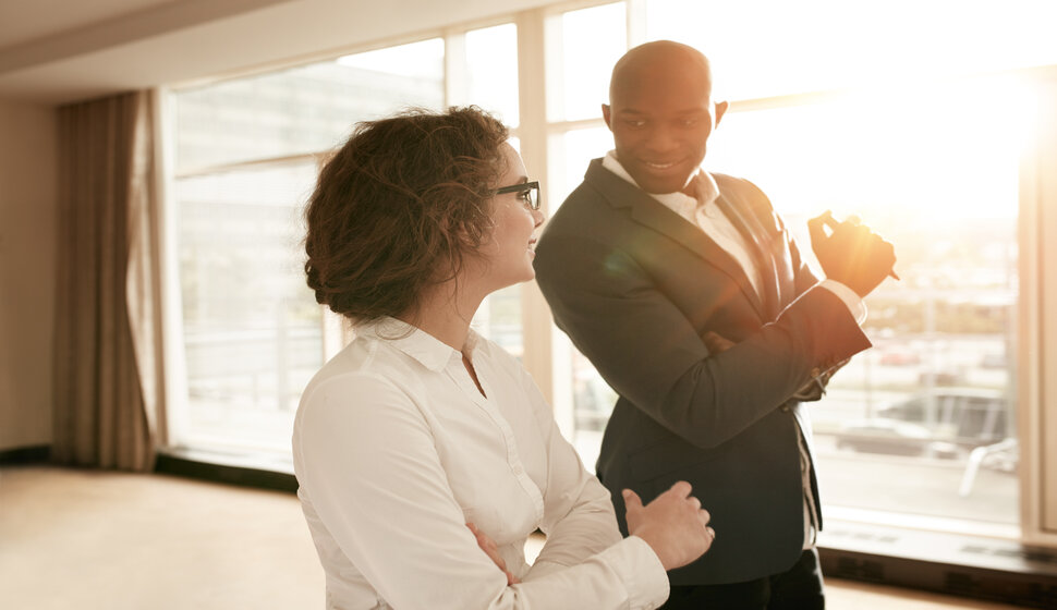 Business people discussing during a presentation